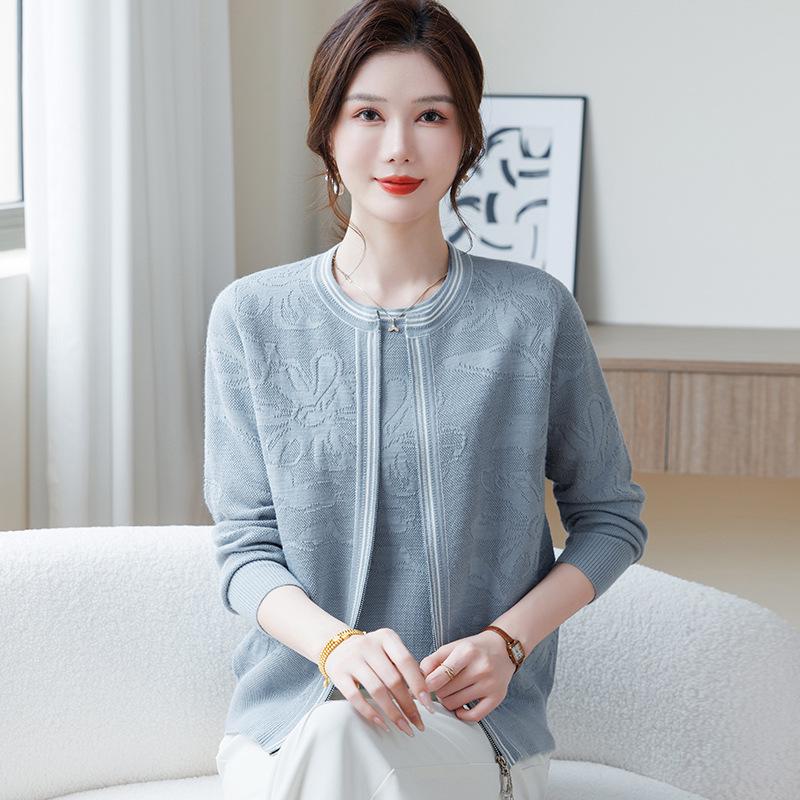 

Mother s Spring Cardigan & Top Set for 50s-60s Fashion XL (recommended 100-110 jin) синій