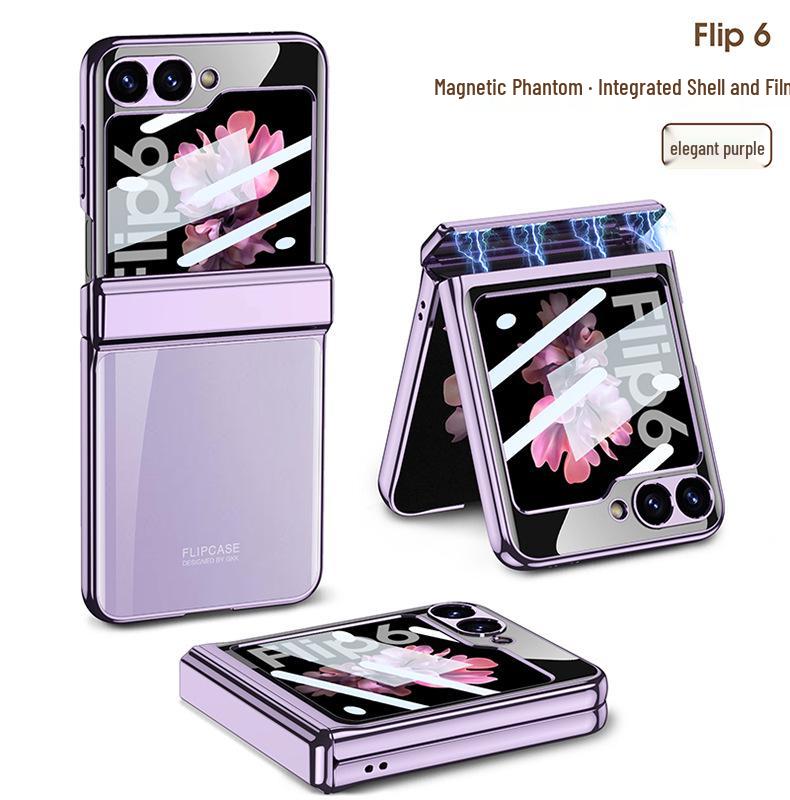 Samsung Z Flip6 Full Wrap Transparent Electroplated Magnetic Hinge Case