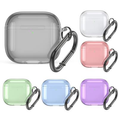 Transparent TPU Protective Case Cover for Apple AirPods 4 2025 with Carabiner Shockproof and Dirt Resistant