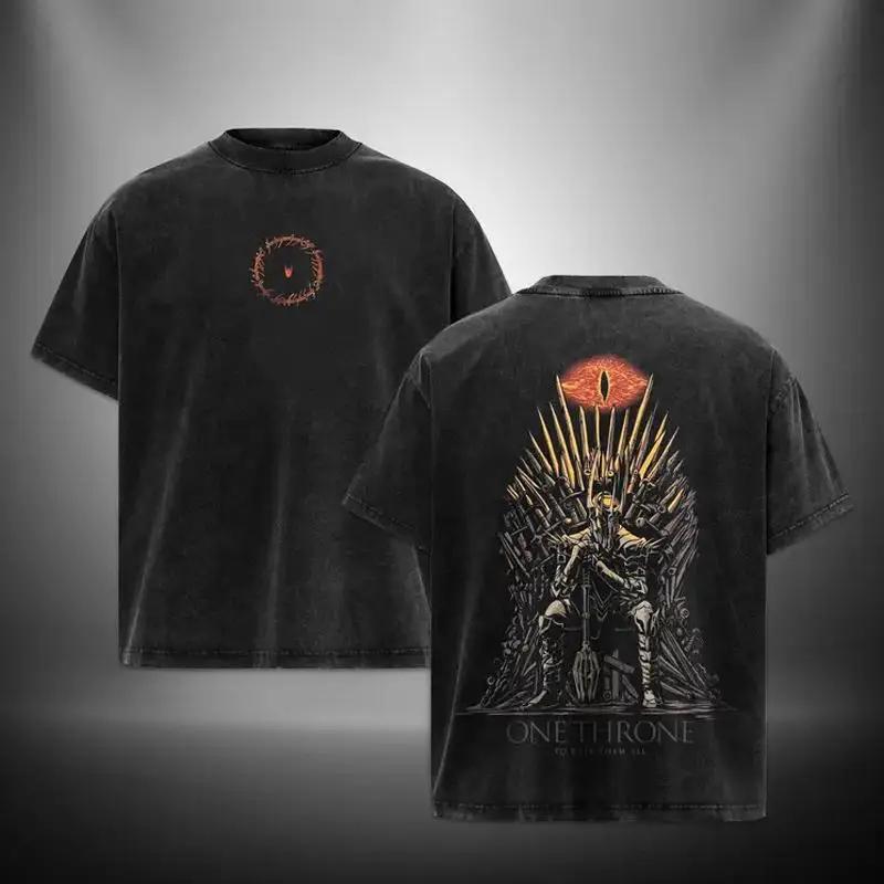 2026 Hot Movie Lord Sauron Vintage Washed T-Shirt Streetwear Oversized Y2K Tee Women Men Cotton Short Sleeve Unisex Clothing