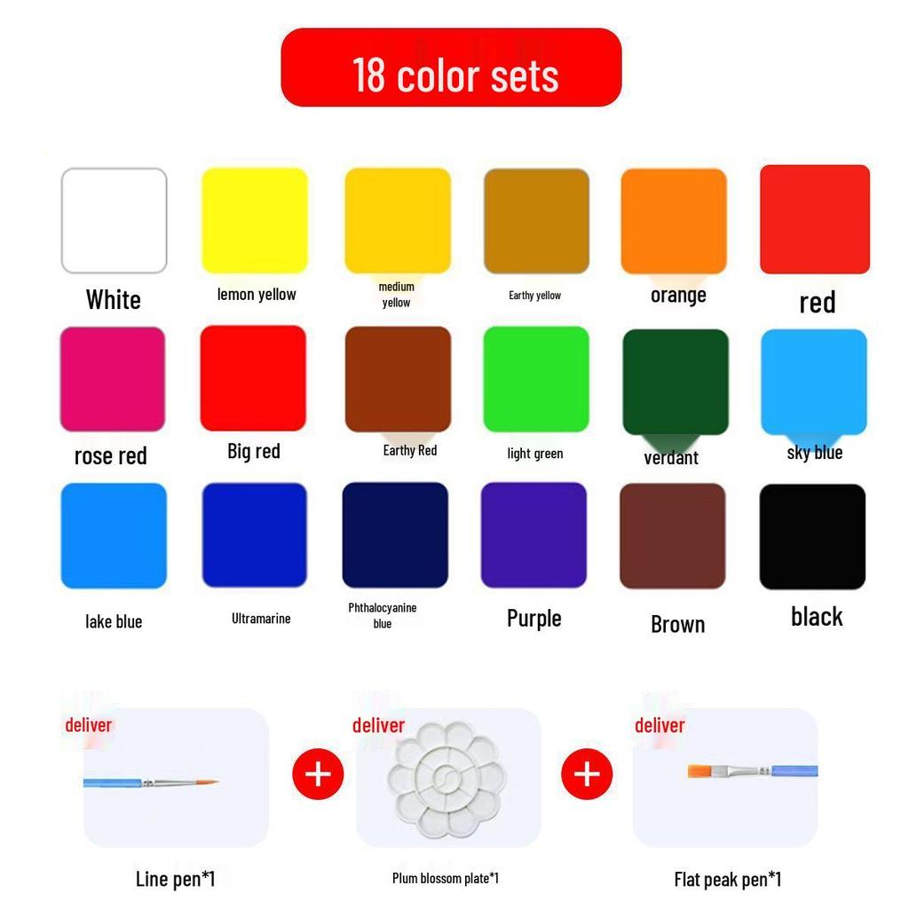 Dětská voděodolná akrylová kvašová sada barev pro malování prsty, umění na kameny a graffiti - Doprava zdarma