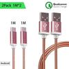 Micro USB Cables - Rose Gold - Set of 2 - 1M - Android Compatible - Fast Charging - Elegant Design