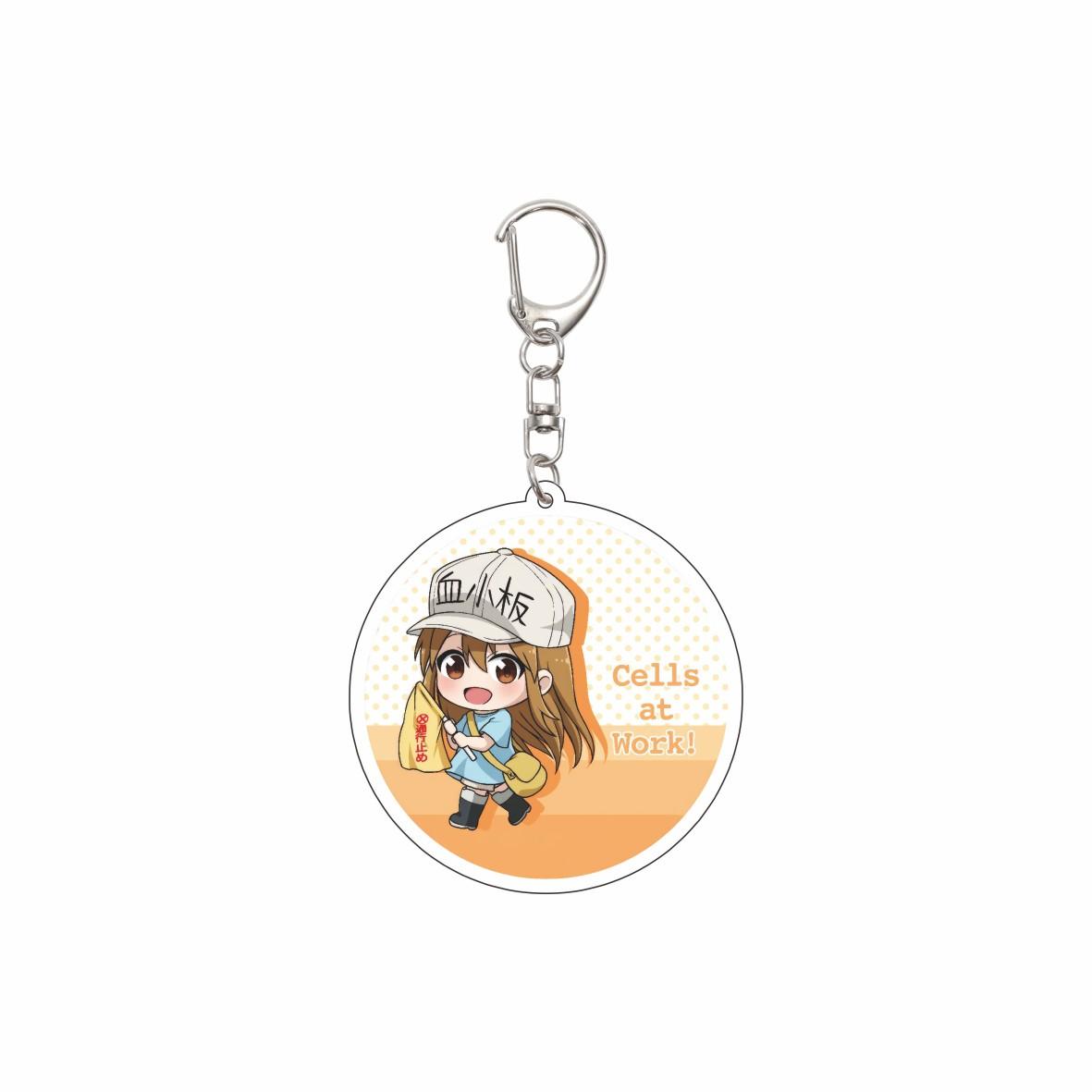 

55MM Anime Cells at Work Keychain White Blood Cell/Platelet/Red Blood Cell Key Chain Acrylic Model Plate Christmas Gifts 55mm