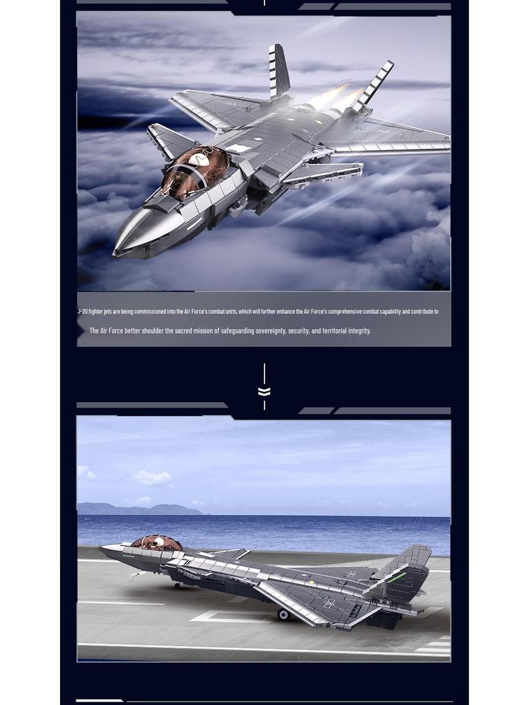 Xiao Luban J-20 Fighter Plane Block Model - Children's Educational Toy & School Gift