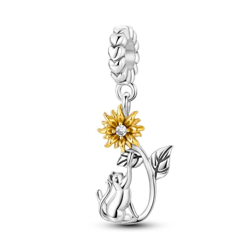Flowers Series S925 Sterling Silver Sunflowers Tulip Carnation Charms Fit Original  Bracelet  For Women Jewelry Making