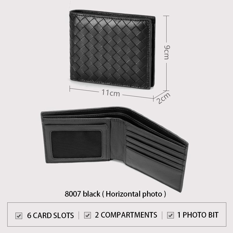 High-end woven wallet generation RFID medium and long loose-leaf wallet leather black hand bag