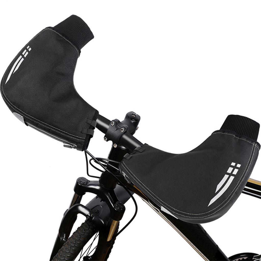 Handlebar Mittens, Thicken Insulated Pogies with Elastic Cuff and Reflective Strips 11x9.8 Inch Bike Bar Gloves for Riding