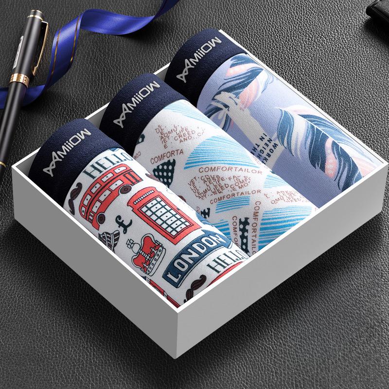 

3 шт. Мужское нижнее белье из ледяного шелка, мужские боксеры, мужское нижнее белье, удобные дышащие трусы-боксеры с принтом, трусы-боксеры 3XL