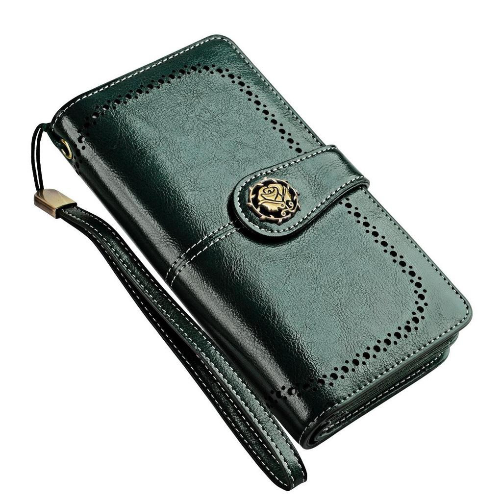 Vintage RFID Retro Genuine Leather Women's Long Clutch Wallet