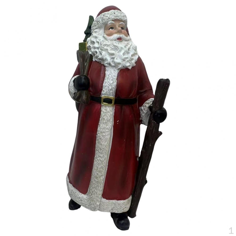 

Смола Статуэтка Деда Мороза Рождественское Украшение Стоящая Фигурка Кукла Миниатюра для Обеденного Стола 9.5x7.5x25cm