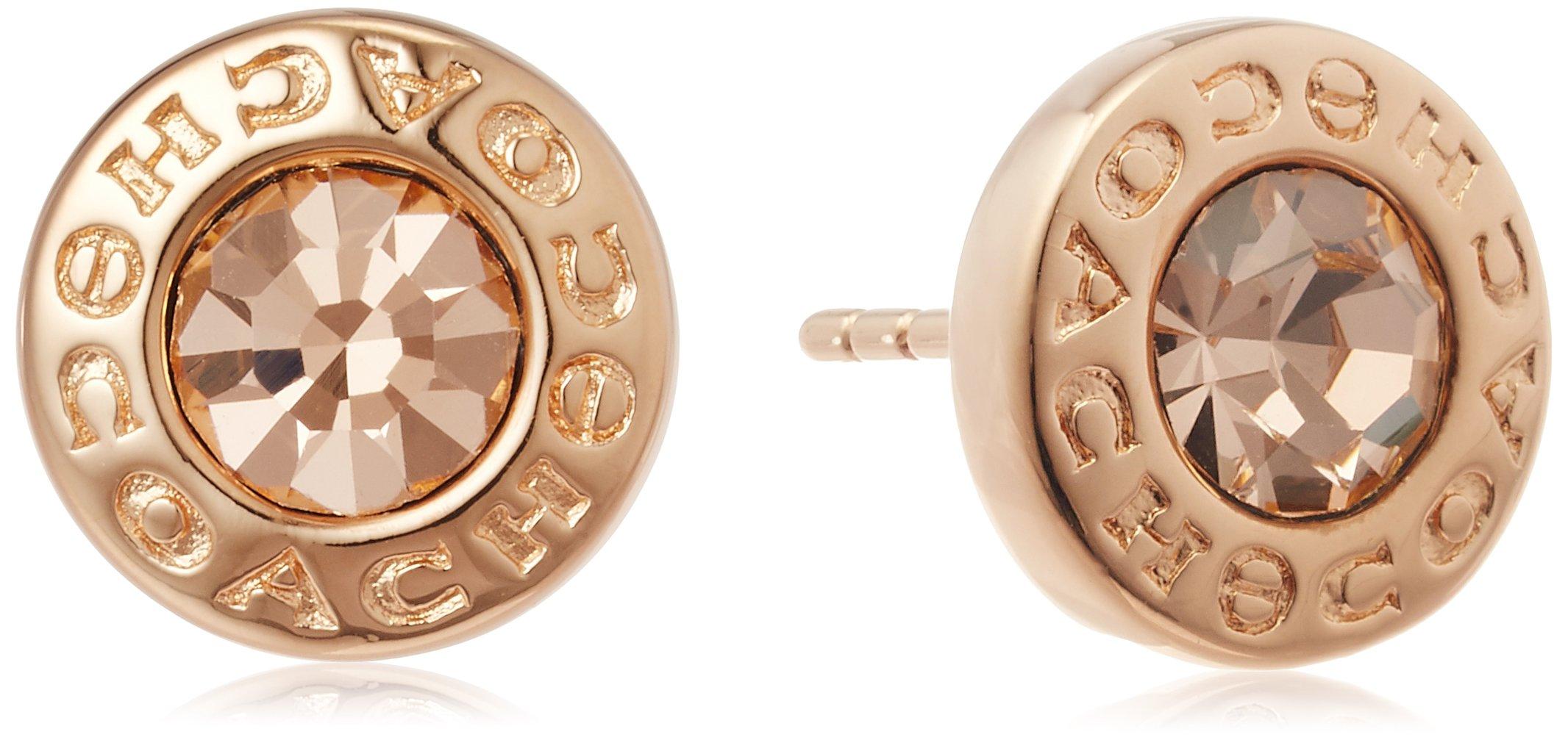 

COACH [Outlet] Open Circle Stone Brass Stud Earrings in Rose Gold, F54516, Women s [Parallel Import]