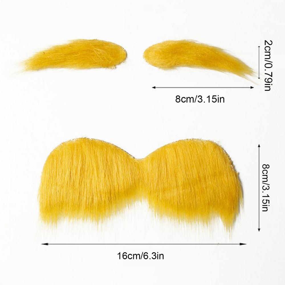 Yellow Mustache And Eyebrows Funny Self Adhesive Costume Accessories Funny Christmas Costume for Holiday Party Supplies Autumn