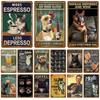 D Flat Metal Sign Funny Coffee Wine Animal Cat Dog Vintage Tin Sign Home Bar Wall Art Decor Gift