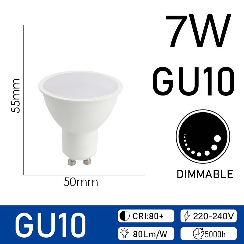 

LED Dimmable Bulb spotlight GU10 A60 C37 220V NO Flicker free complies with ERP2.0 can match 90% dimmer for study bedroom living 1pcs&Yes&Daylight 4000K