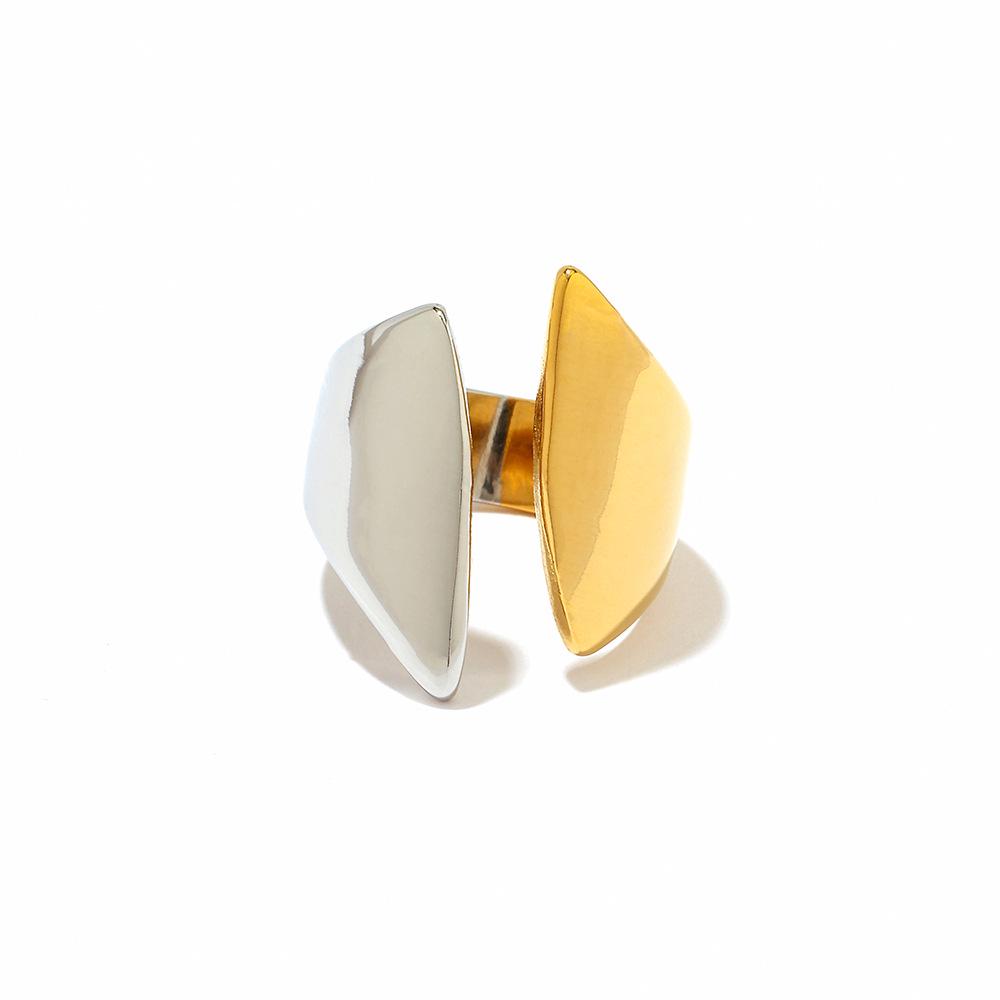 Yingtai Round Geometric Stainless Steel Titanium Ring, 18k Gold-Plated - Trendy Niche Women's Jewelry