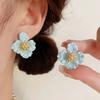 French gentle zircon flower light luxury and fashionable style earrings, Zinc Alloy needle, elegant and high-end for women