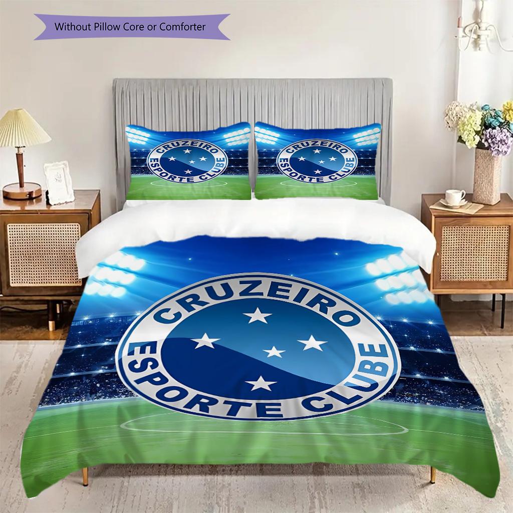 Cruzeiro Esporte Pattern Bedding Quilt Set Quilt Cover Pillowcase Home Decoration Birthday Gift (1 * duvet cover + 2 * pillowcase, without core)