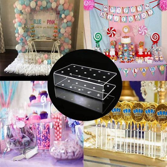 Yousheng 2Pcs Acrylic Lollipop Display Holder 15/20 Holes Clear Heavy Duty Non-slip Modern Lollipop Show Storage Organizer Stand