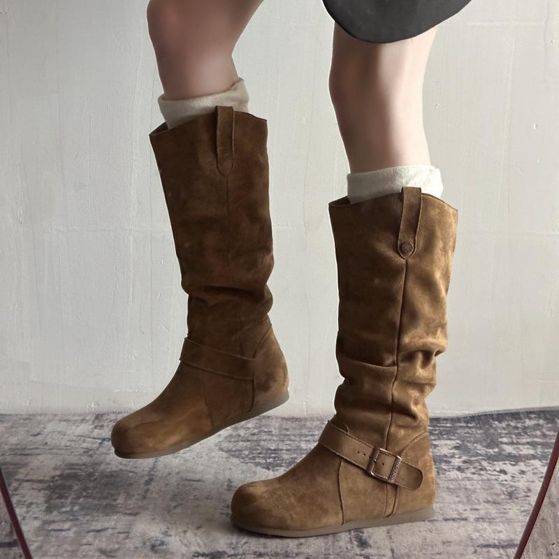 Retro western cowboy boots women's 2025 new autumn temperament high-end slim boots inner height increase versatile knight boots