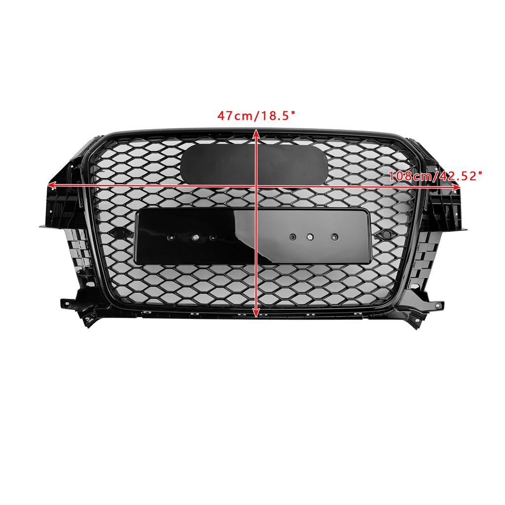 RSQ3 Style Gloss Black Front Honeycomb Mesh Grille 5060531048501 Fit Q3 2011-2015