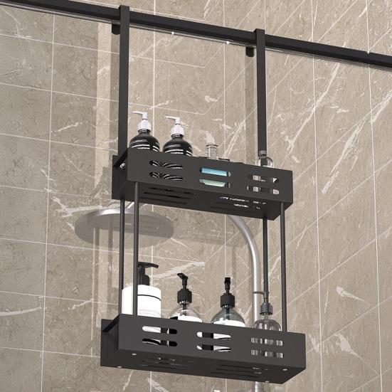 Shower Caddy Hanging Storage Rack Strong Load-bearing Easy Assembly Double Layer Bathroom Organizer Basket