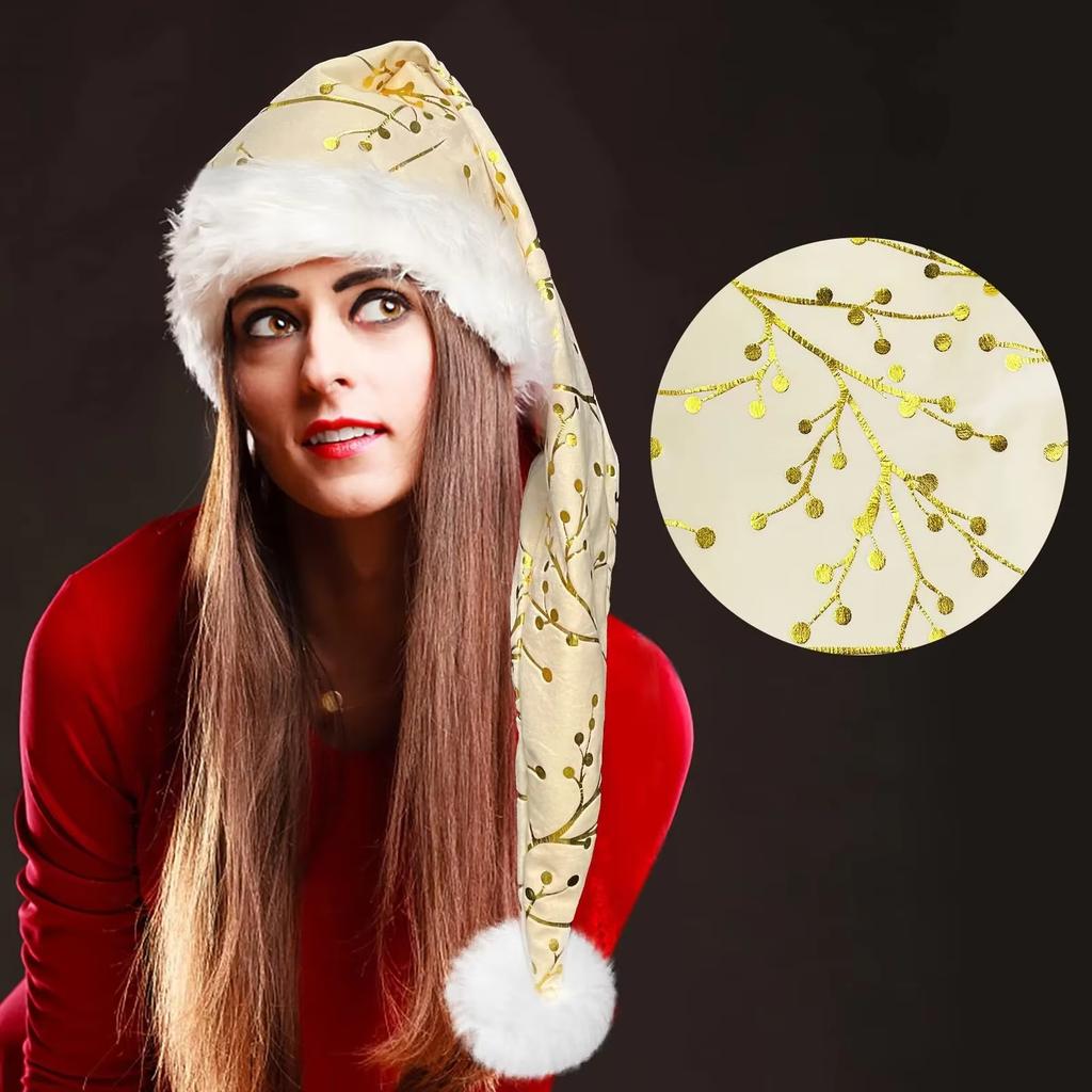 Christmas Plush Hat Decorative Gold Stamping Hat Holiday Hat Hot Gold For Gift New Year Christmas