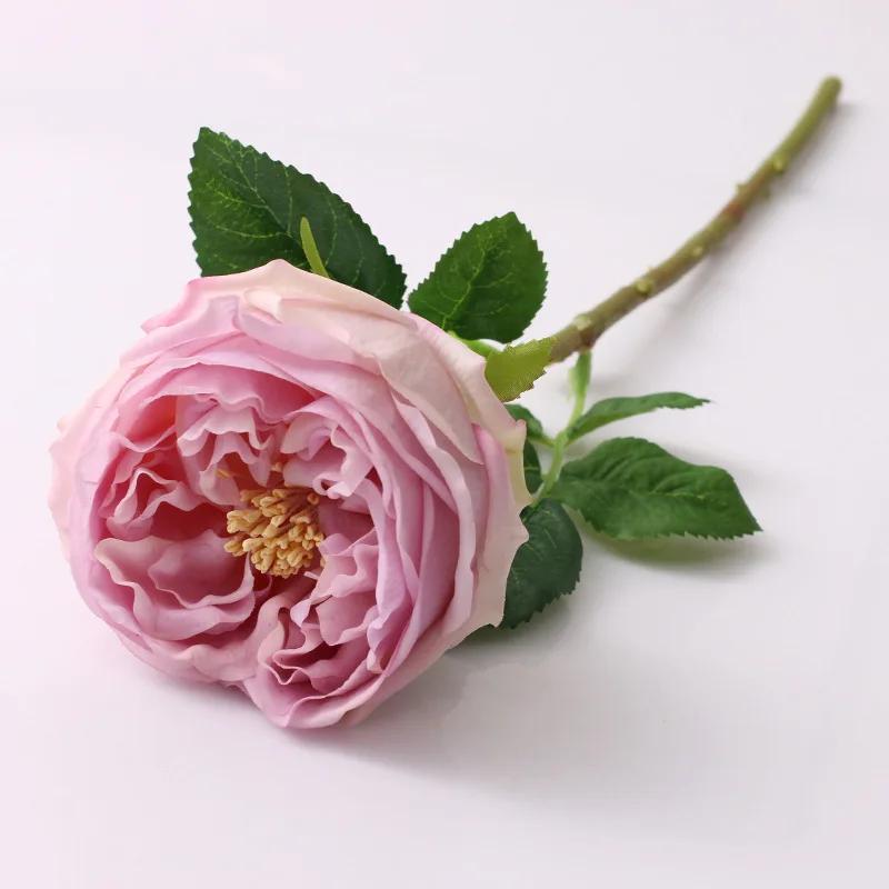 1pcs/lot True Touch Artificial Tea Rose Branch Wedding Floral Simulation Flowers Latex Austin Roses Fake Flower Hotel Decoration