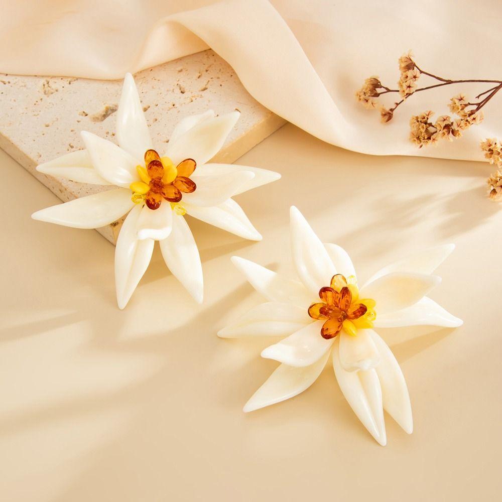 Vintage Große Blumenohrringe Übertriebene Böhmische Hängeohrringe Blumenstecker Ohrringe Urlaub