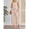 Women Summer Casual Sleeveless Vest Wide Leg Cropped Pants Two Piece Set