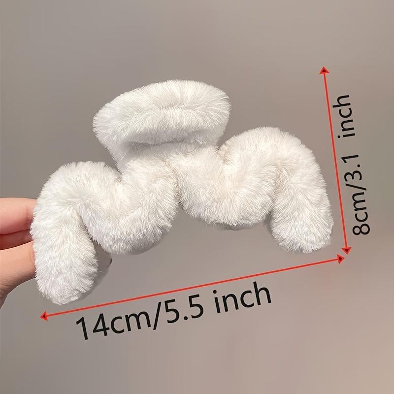1pc Large Plush Hair Clips Soft Black Hair Claw Clips Elegant Hair for Braids, Ponytails, Buns, Daily Hairstyles