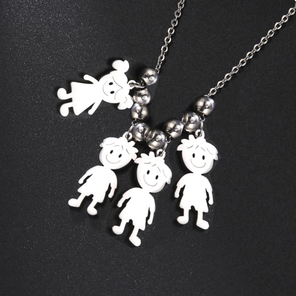 

Personalized Boy Girl Necklace Custom Chain Mother Father Day Kid Family Gift For Women Men Stainless Steel Pendant Jewelry No Name&1 girl 3 boys срібний