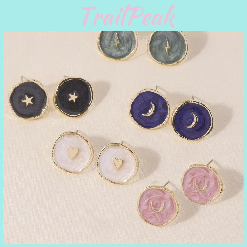 Heart Geometric Versatile Moon Star Earrings For Women In Colors Multiple