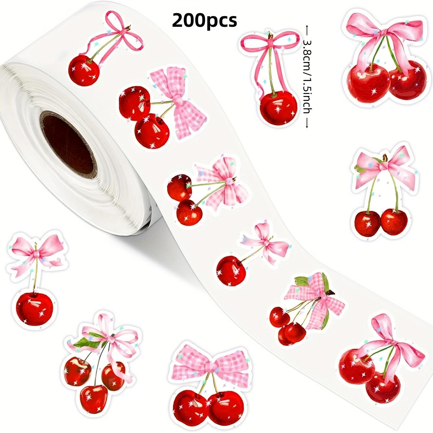 

200pcs/1.5-inch rolled cherry fruit decorative thank-you seal stickers for handmade holiday crafts as shown