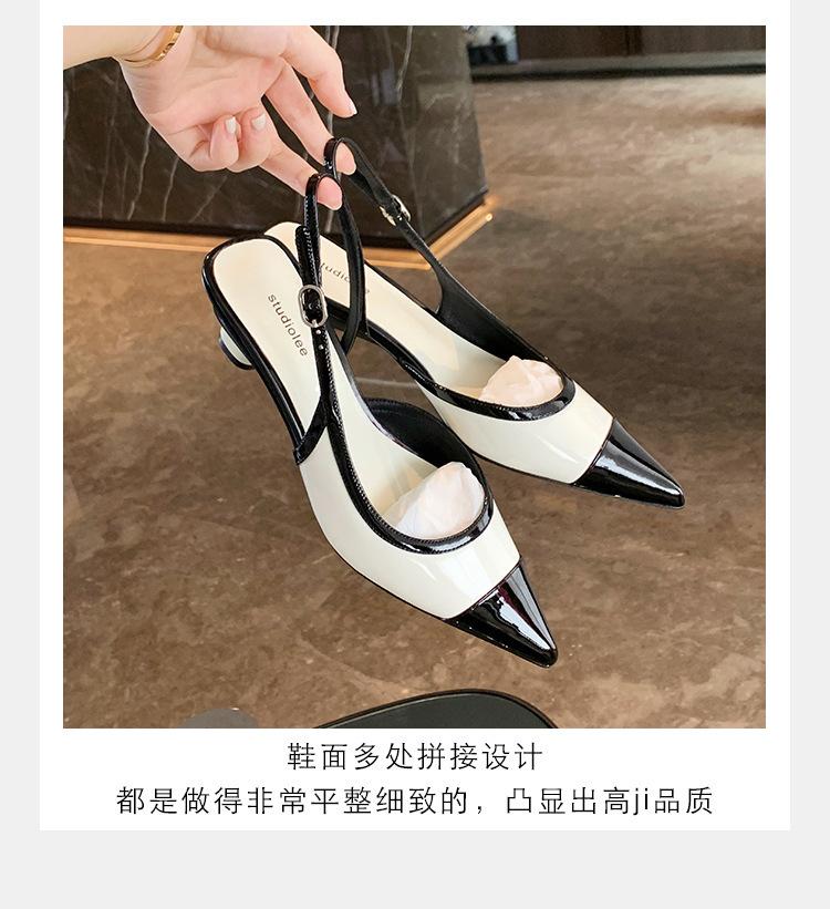 

Grape mother has the same elegant small pointed head color matching bag head, empty sandals, thin low-heeled single shoes for commuting 40