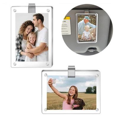 Car Visor Photo Frame Clear Acrylic Photo Holder Clip-on Car Interior Picture Frame Fits Most Visors for Kids Family Photos Couple Keepsake