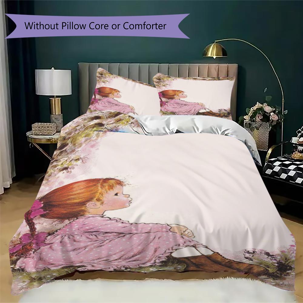 Sarah Kay Pattern Bedding Uilt Set Uilt Cover Pillowcase Home Decoration Birthday Gift (1 * Duvet Cover + 2 * Pillowcase Without Core)143
