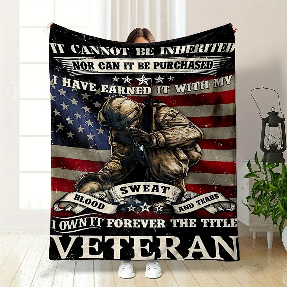 Veteran US Flag Sweat Blood Tears Blanket bedroom Blanket for Livingroom Couch lunch break Soft throw for Friend's festival Gift
