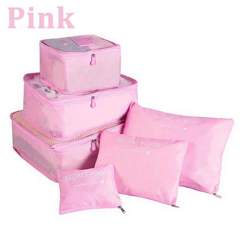 7Pcs Folding Travel Organizer Storage Bags Wardrobe Cube Suitcase Packing Set Storages Luggage Clothes Shoe Box