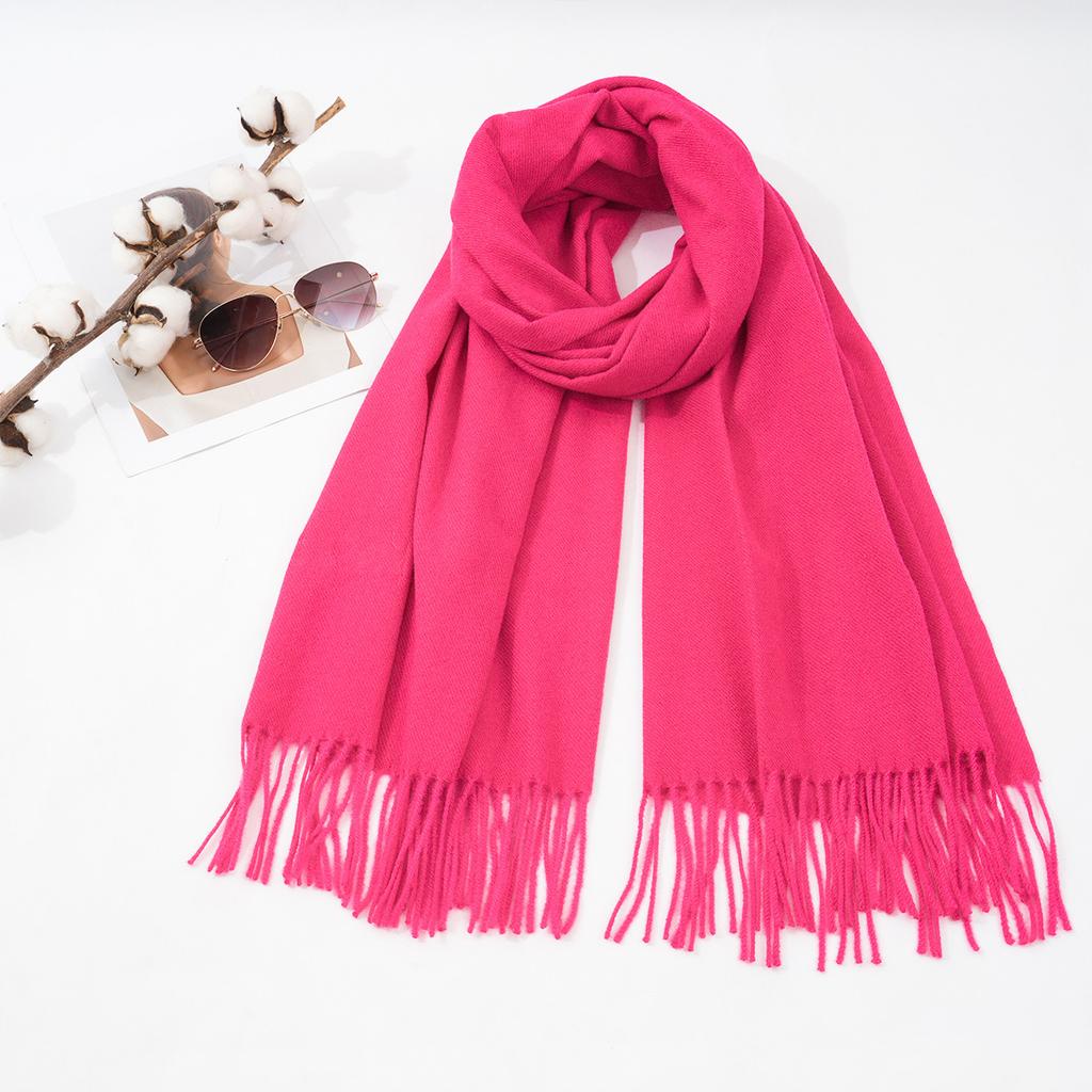 Women S Solid Color Thick Warm Faux Cashmere Scarf For Autumn Winter