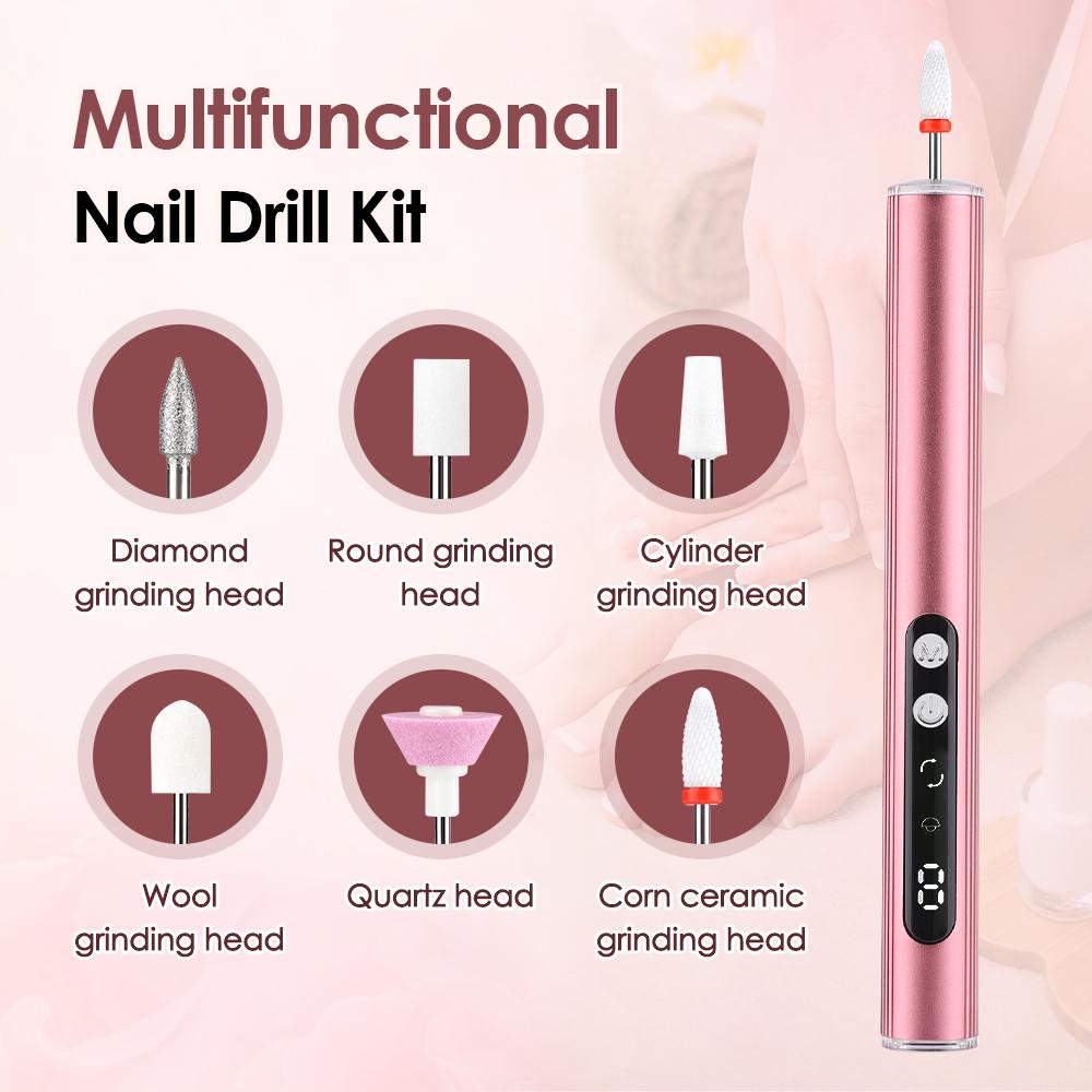 Professional Manicure Pedicure Kit Wireless Nail Drill Machine with UV Light Electric Nail File Set Nail Milling Cutter Polisher
