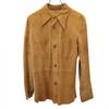 70s Long Sleeve Suede Leather Shirt Brown Nubuck Men's Used