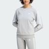Adidas Striped Crewneck Casual Long-sleeve Sweatshirt for Women, Grey