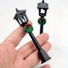Christmas Mini Lamp Post with Festive Wreath, Festive Hanging Decorations and Statue Ornaments - Black Street Lamp Post Ornament