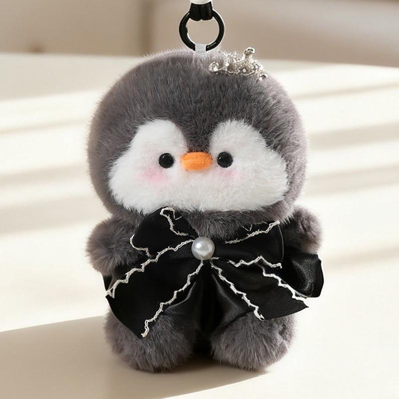 Penguin Family Series Plush Keychain 15cm Faux Mink Fur Cute Pendant Scented Stuffed Animal Bag Charm Removable Outfit for Girls