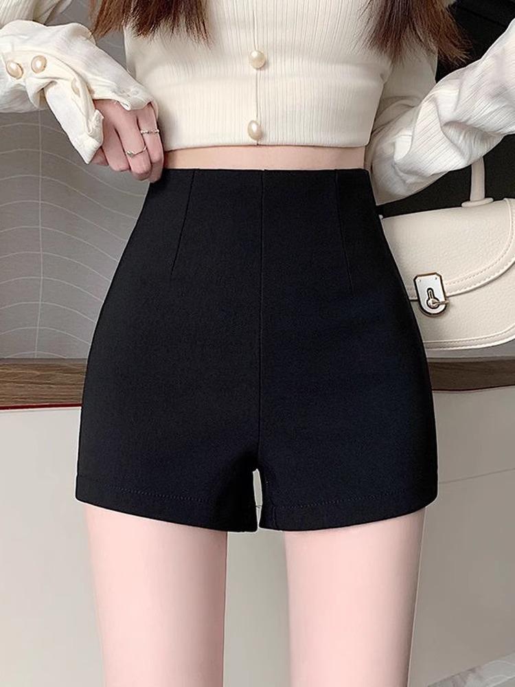 

Женские шорты с высокой талией белые - Лето 2024 Эластичная посадка XL чёрный