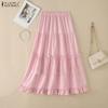 ZANZEA Women Elegant Lace Splice Casual Elastic Waist Loose Long Skirts