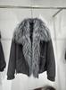 Winter new oversized natural real raccoon fur collar placket jacket women's retro versatile warm down jacket short