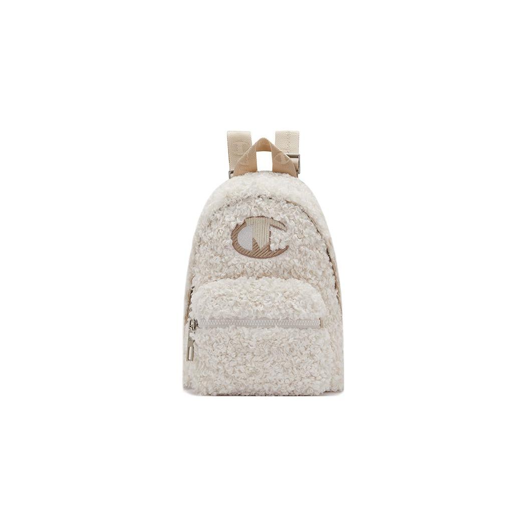 Champion FW23 Furry Series Cute Embroidered Logo Color Block Trendy Versatile Fabric Synthetic Leather Backpack Unisex backpack U3DACPU07 Ballet Blue