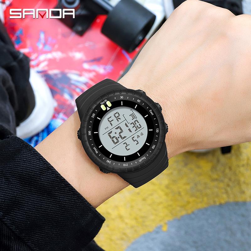 Sanda Men's Large Display Waterproof Sport Watch