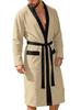 Mens Long Jacquard Solid Color Belted Bath Robe Plus Size Home Loungewear